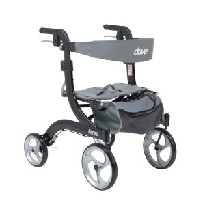 Drive Medical Euro-Style Nitro Aluminum Folding Rollator Walker with Seat & 10" Wheels, Lightweight Aluminum Frame - Weighs only 18 lbs