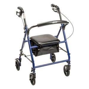Drive Medical Folding Rollator Walker with Seat & 6" Wheels, Steel Frame - Supports up to 350 lbs