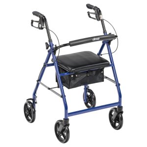 Drive Medical Folding Rollator Walker with Seat & 7.5" Wheels, Lightweight Aluminum Frame - Ideal for Indoor/Outdoor Use