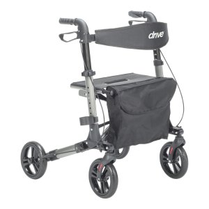 Drive Medical Compact Folding Rollator Walker with Seat - Lightweight & Portable for Travel, weighs only 15.4 lbs
